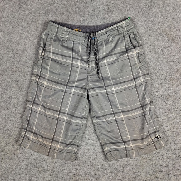 O'Neill Hybrid Board Short Mens 28 Gray Plaid Swimwear - Picture 1 of 11